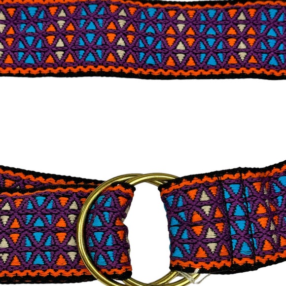 Vintage Woven Tapestry Geometric Boho Belt OS The Orange Flower Wickford RI - Picture 3 of 6